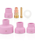 Ceramic Welding Cup Set With No 12 No 14 No 16 No 24 Cups 0.1 Inch Thick Alumina Gas Lens Kit Includes Chuck Air Lens Spacer