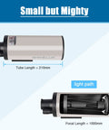 70mm Aperture Mak Cass Telescope For Beginners And Families Kid Friendly, 1000mm Focal Length, Crisp Glass Optics With Fully Multi Coated Coatings, Smooth Motion Gimbal Tripod For Easy Sky Watching And Epic Night Sky Adventures. Compact telescope tube with 210mm length and 1000mm focal path diagram.