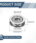 12 Pack Small U Groove Pulley Bearings 4x13x4mm For Rail Track Linear Motion Systems, product size dimensions display