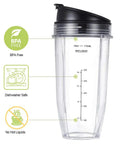 24oz Blender Cups With Sip And Seal Lids Replacement Parts For Auto IQ Series Blenders Grab And Go Convenience 2 Pack BPA