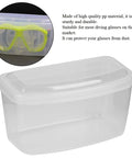 Clear Dive Mask Case And Snorkel Gear Storage Box Durable PP Plastic Dustproof Protective Container For Diving Glasses Snorkeling Masks And Accessories Rectangular Travel Friendly Organizer shown with neon green diving mask inside.