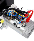 Close-up of Heavy Duty 12V DC Hydraulic Power Unit With 3HP Pump and 8 Quart Steel Reservoir components, showcasing wiring and connections.