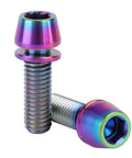 Solid Ride Ready Grade Five Titanium Hex Drive Bolts With Matched Lock Washers M5 X 16 18 20 Millimeter Tapered Nose heavy duty fasteners