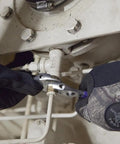 Gloved hands using a 6 Inch Adjustable Wrench With Slimmer 40 Percent Jaws And A High Polish Chrome Finish on tight gas line