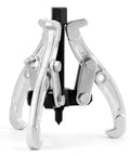 Front view of Beefy 3 Inch Gear Puller With 3 Reversible Jaws, Drop Forged Cr-V Steel, Heat Treated, 3 Ton Capacity, Chrome Plated Jaws, Black Phosphated Drive Screw.
