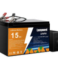 12V 15Ah LiFePO4 Deep Cycle Battery With Charger For Trolling Motors Golf Carts Off Grid Solar And Wind Power