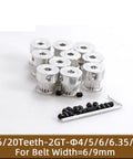 3D Printer Timing Belt Kit With 16 Tooth And 20 Tooth 2GT Pulleys Aluminum Bore 4mm Or 8mm For 6mm And 10mm Wide Synchronous