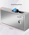 Handy Manual Tape Dispenser Sealer For Cardboard Boxes, Adjustable Length Tool with smoothing wheel and handle.