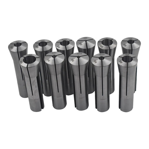11 Piece R8 Collet Set 1/8 to 3/4 Inch for Milling and Lathe precision collets displayed in a row