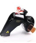 Heavy Duty Hydraulic Torque Wrench Two And A Half Inch Square Drive Dishing Out Nineteen Thousand Newton Meters Of Raw Torque Built Rock Solid From Aluminum Alloy With Dead On Accuracy Plus Hose Swivel For Tight Garage Jobs side view with hose attachment
