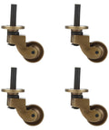 Heavy Duty Brass Stem Casters Set Of 4 With Antique Brass Finish For Furniture Chairs And Tables 1 Inch Wheel Diameter