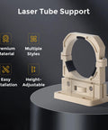 Must Have Adjustable CO2 Laser Tube Mount Holder For 80mm Tubes With Micro Height Adjustment And 45 Degree Reflector Alignment Includes 2 Mounts Pre Drilled Holes And Screws Compatible With Laser Engraving And Cutting Machines displayed on dark pedestal