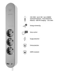 Slick Black Smart Power Strip With WiFi App Control, Heavy Duty Surge Protector, Built In USB Charging Ports, Total Game Changer For Your Home Office Or Gaming Rig Setup with three outlets and USB ports.