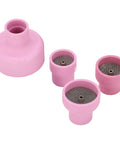 Ceramic Cup Kit Set for Welding Torch, 5 Pcs Alumina Cups With 12, 14, 16, 24 Diameters shown on white background
