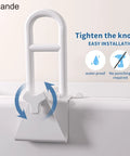 Heavy Duty Stainless Steel Bathtub Safety Rail With Rock Solid Adjustable Tub Handle For Bathrooms featuring easy installation knob.