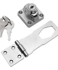 Keyed Alike 4 Inch Hasp Locks 2 Pack With Twist Knob Key Locking Hasp Stainless Steel Cabinet And Door Catch Lock For Home Office Use Easy To Install No Fuss Setup Keys Open Both Locks Durable Heavy Duty Security Silver