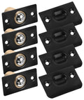 Heavy Duty Ball Catch Door Latches Set For Quiet, Smooth Closures, 4 Pieces, Black Finish, Stainless Steel and Copper Build