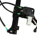 Rear Driver Side Power Window Regulator With Motor Assembly For Silverado Suburban Avalanche 1500 2500 3500 00-06 Cadillac Escalade 02-06 GMC Yukon XL Sierra Plug-And-Play Ready To Install shown from side view, highlighting motor and connectors.