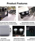 Auto Electrician Wire Twisting Machine With 60Mm Adjustable Separator And Three-Brush Cable Shield Braid Brush showing features like foot switch and pneumatic gripper.