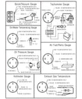 ESUPPORT 52mm car gauge kit diagram with white LED and wiring for oil pressure, temperature, tach and volt gauges