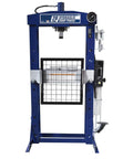 Badass 30 Ton Manual Shop Press With Quick Pump And Foot Pedal For Metal Bending Stamping Straightening Built Like A Tank For Serious Auto Work, blue hydraulic frame.