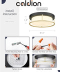 Dope Industrial Chic LED Flush Mount Ceiling Light 12 Inch 24W 1100 Lumens Dimmable 3000K Matte Black Gold Frame With Frosted Glass installation guide