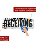 Receiving Sign 12 By 36 Inches Aluminum Sign Black On White Weatherproof Laminated For Outdoor Use Graffiti Cleanable Heavy Duty 80 Mil Aluminum Durable Warehouse Notice
