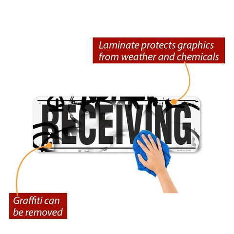 Receiving Sign 12 By 36 Inches Aluminum Sign Black On White Weatherproof Laminated For Outdoor Use Graffiti Cleanable Heavy Duty 80 Mil Aluminum Durable Warehouse Notice