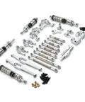 Check Out This Awesome Milageto Industrial RC Steering Linkage Kit With Metal Shock Absorbers That Make 1 2 Scale Wltoys 12429 Rock Crawlers Handle Rough Terrain Like A Champ And Drive Smooth As Butter, displaying silver metal shock absorbers and steering components.