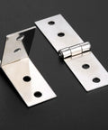 Sharp Look 4 Hole Cabinet Door Luggage Hinges With Screws Built Legit Solid Heavy Duty Vintage Wood Box Hardware For Furniture Upgrade showing silver steel hinges with four hole design.