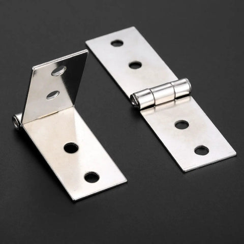 Badass 2 Pack Vintage Cabinet Door Hinges With Four Hole Pattern And Silent Glide Action For Wooden Jewelry Chests Suitcases And Furniture Mods No Sweat Setup Included, silver metal hinges.