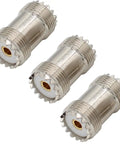 3 Pack SO239 UHF Female To Female PL259 Barrel Connectors For CB Ham Radio Antennas And SWR Meter Cable Extensions Brass Nickel Plated
