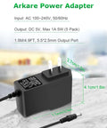 5V 1A Power Supply Adapter Universal AC To DC Charger 5W Center Positive With 8 Tip Plugs For Security Cameras, Baby Monitors, Graco Swing, TV Boxes, Raspberry Pi And More, black compact 7.5cm adapter
