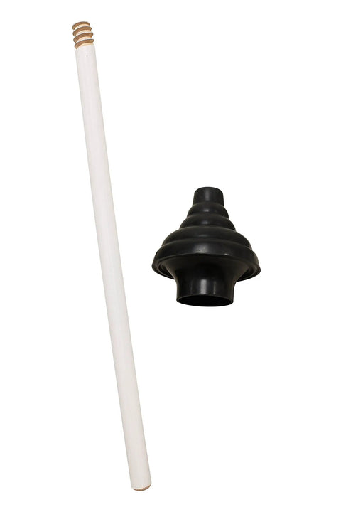 Heavy Duty Double Thrust Plunger With Six Inch Rubber Force Cup And Nineteen Inch Handle, designed for tough clogs.