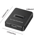 M2 NVMe And SATA To USB C Docking Station Including USB A Reader Adapter with dimensions on compact grey design.