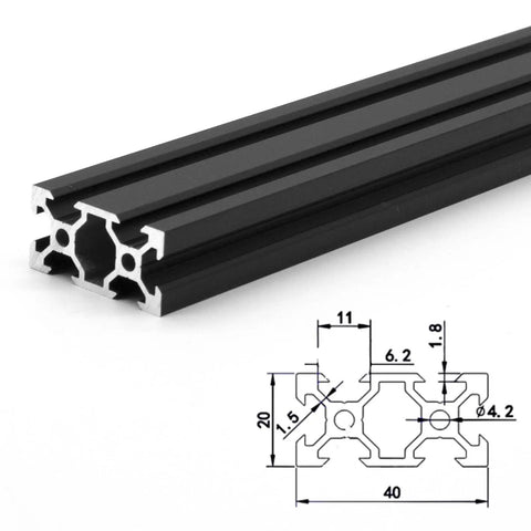 Close-up of Five Pack 2040 V Slot Aluminum Extrusion European Standard 1220mm Length Anodized Aluminum Profile shown with technical drawing.