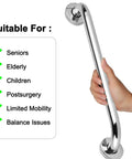 Person holding Two Pack 18 Inch Stainless Steel Shower Grab Bars For Tub And Shower Built Tough Up To 500 Lbs Rust Resistant Bath Handrails