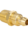 All Brass Four Piece Reusable Fittings Set For Quarter Inch ID Hose And Quarter Inch NPT Rigid Barbed To NPT Connectors