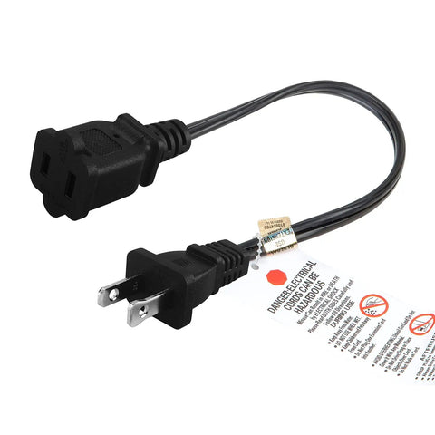 Short Polarized US Two Prong Extension Cord With Dual Outlets, 10A 125V Nema 1 15P To 1 15R, UL Listed, SPT 2 Wire, Molded PVC Jacket