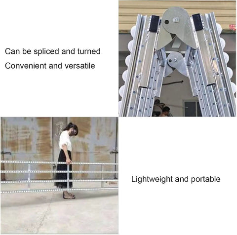Portable Foldable Roller Gravity Conveyor With Lightweight ABS Skating Wheels For Easy Warehouse Freight Handling Light Duty Cargo Transport Setup, shown with splicing capability and lightweight features.