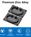 4 Pack Black Zinc Alloy Furniture Ring Pulls And Antique Style Cabinet Drawer Pulls Flat Back Handles For Kitchen Cabinets