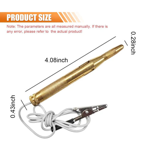Must-Have Car Voltage Tester Light With LED 6V 12V 24V Bidirectional Circuit Tester Pen Long Probe And Extended Wire Ergonomic Safety Grip Automotive Electrical Voltage Tester For Cars SUVs Trucks, 4.08-inch brass tester with 0.43-inch wire