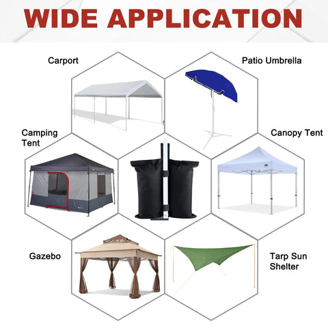 Beefy 120 Lbs Canopy Weights Sand Bags For Gazebo Tents 4 Pack Black No Sand Included With Secure Velcro Straps, application examples.