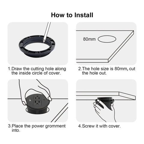 How to install Keep Your Desk Legit Tidy With This 3.15 Inch Flush Mount Power Grommet Featuring Usb C Pd 20W And Usb A 10W Ports.