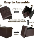Assembly steps for Leather Storage Ottoman Foot Rest Stool 17x13x13 Inches With Foldable Design and thick foam seat