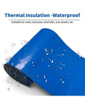 Heavy Duty Waterproof Self Adhesive Repair Tape For Indoor And Outdoor Use Instantly Sticks With One Press Quick Fix For Wall Cracks And Roof Leaks Heat Insulation Grey 10 Cm By 10 M Weather Resistant And Long Lasting showing roll of blue waterproof insulation tape with water droplets