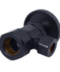 Matte black angle stop valve for D105KFH-62 0.625 x 0.375 OD 20In Flat Head Riser Toilet Supply Line Kit, round handle detail
