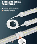 Six Pack 100W 8 Foot LED Shop Lights With 15000 Lumens 5000K V Shape 270 Degree Lighting Linkable connectors