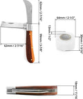 Gardening Grafting Cutter Kit with Two Grafting Tapes for Plant Budding and Fruit Tree Pruning, dimensions shown