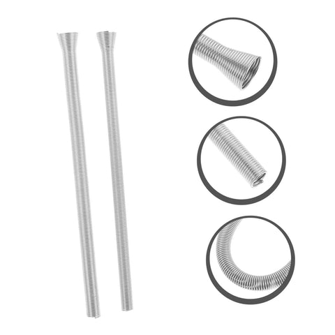 Parliky 2 Piece Tubing Bender Set Hand Benders For Copper Pipes And Wire Easy Use Plumbing Electrical Tasks Durable Flexible Spring Tool Simple Operation Professional Grade showing two flexible spring benders for shaping tubes.